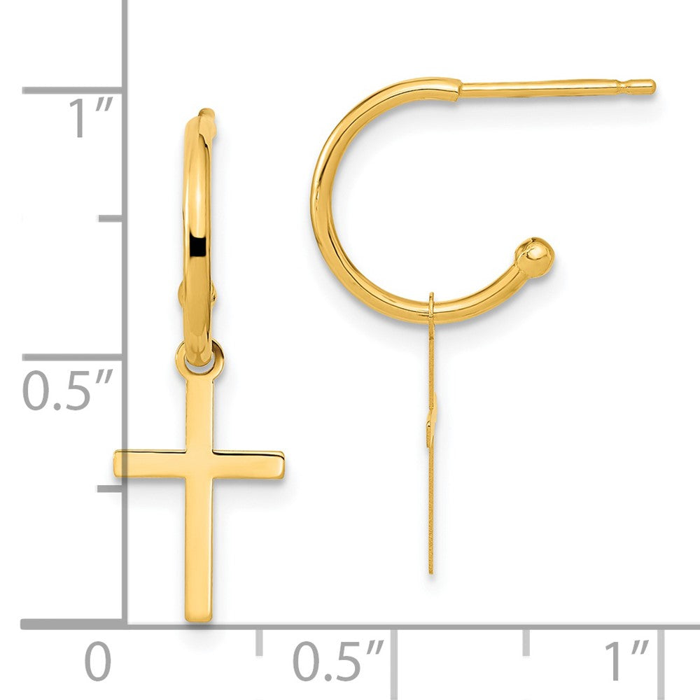 14K Gold Ohrhänger mit Kreuz, poliert
