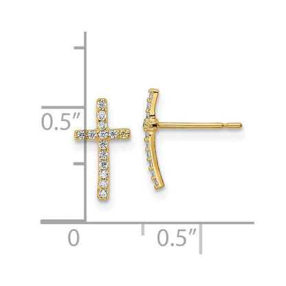 14K Gelbgold Zirkonia Kreuz Ohrstecker