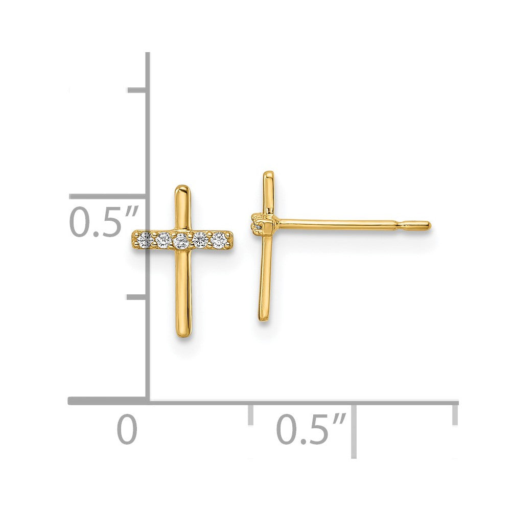 14K Gelbgold Zirkonia Kreuz Ohrstecker