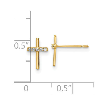 14K Gelbgold Zirkonia Kreuz Ohrstecker
