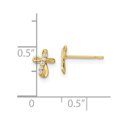 14K Gelbgold Zirkonia Kreuz Ohrstecker