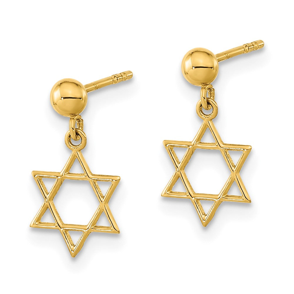 14K Gelbgold Poliert Stern Of David Stecker Ohrhänger