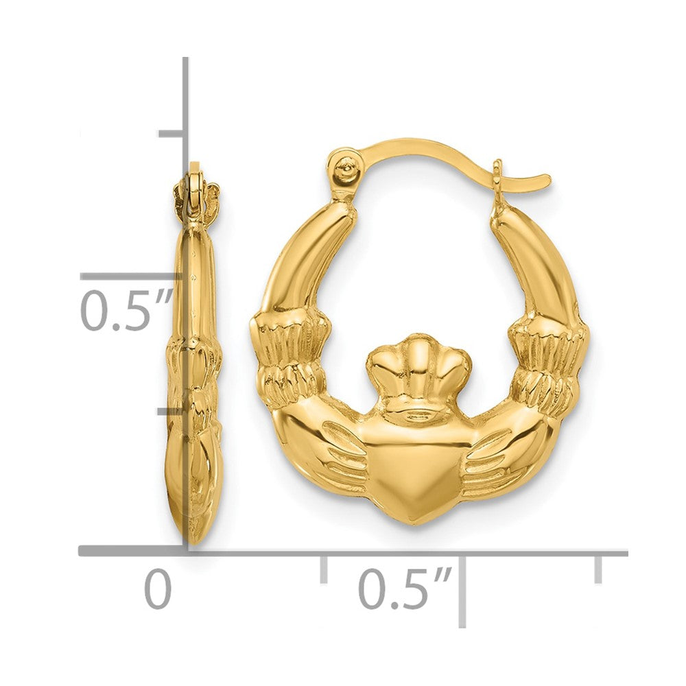 14K Gelbgold Poliert Claddagh Creolen