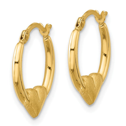 14K Gelbgold Poliert und Satiniert Herz Creolen