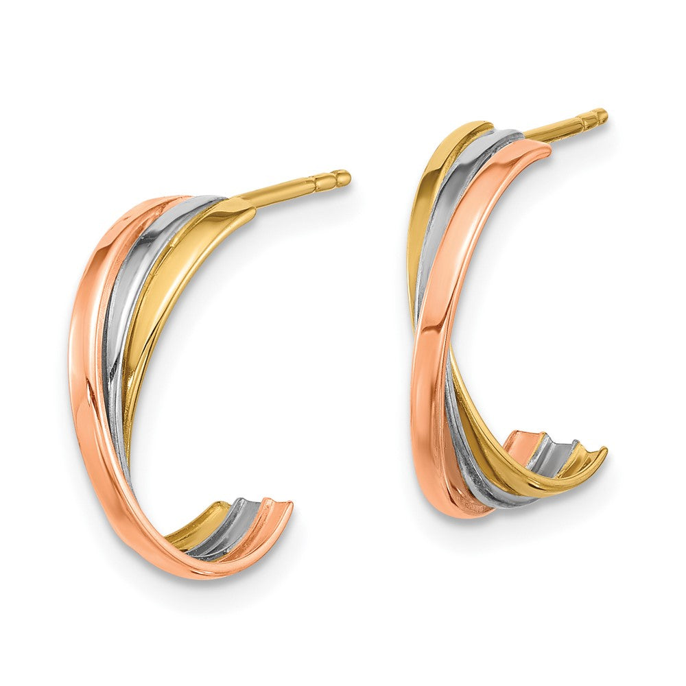 14K Gedreht Tricolor Creole Ohrstecker