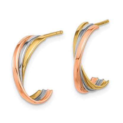 14K Gedreht Tricolor Creole Ohrstecker