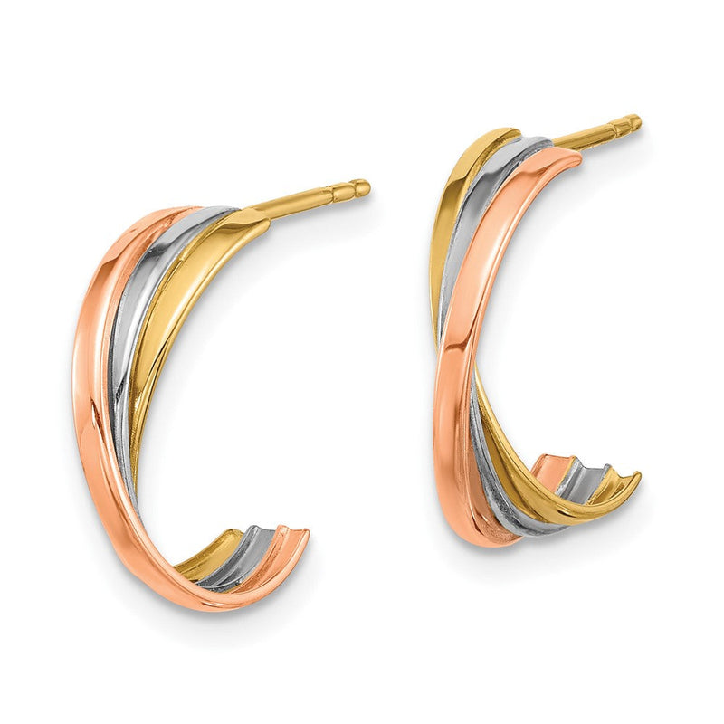 14K Gedreht Tricolor Creole Ohrstecker