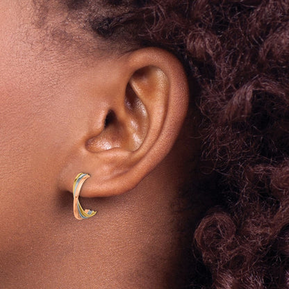 14K Gedreht Tricolor Creole Ohrstecker