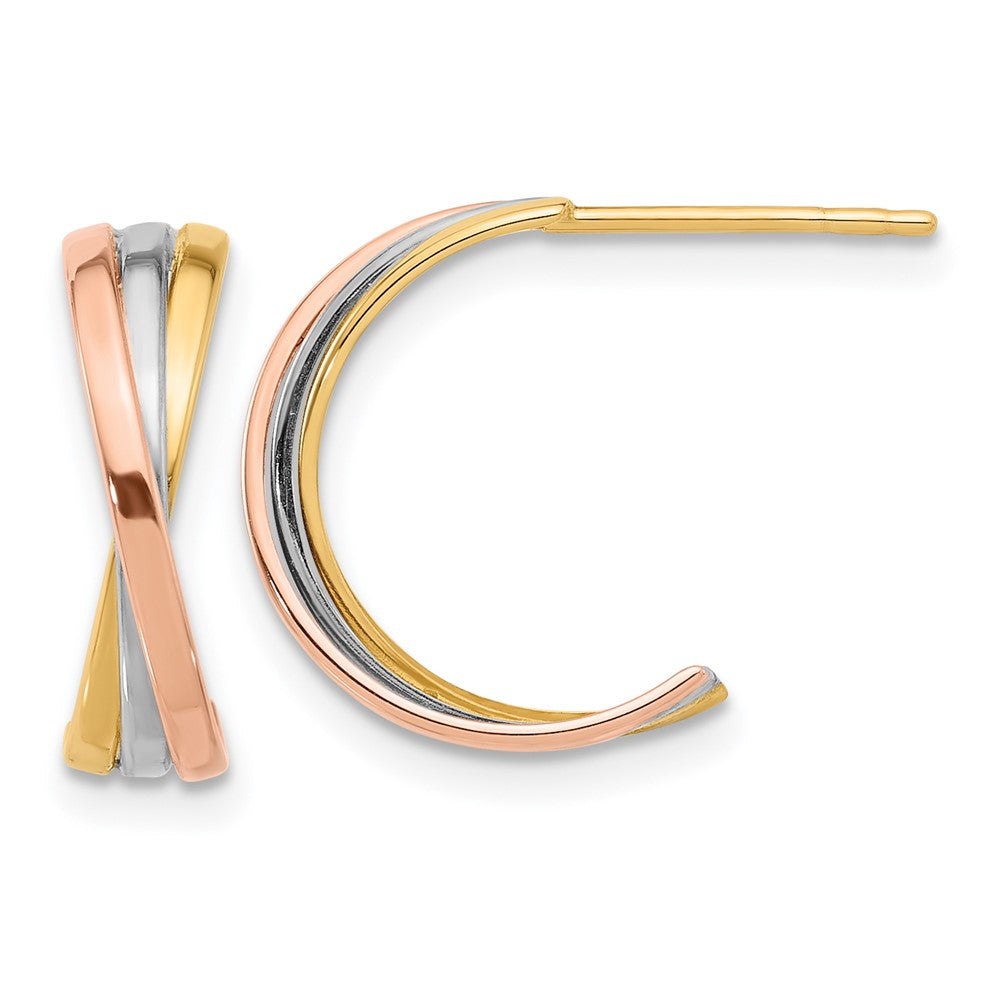 14K Gedreht Tricolor Creole Ohrstecker