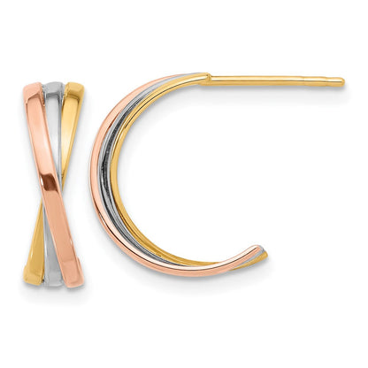 14K Gedreht Tricolor Creole Ohrstecker