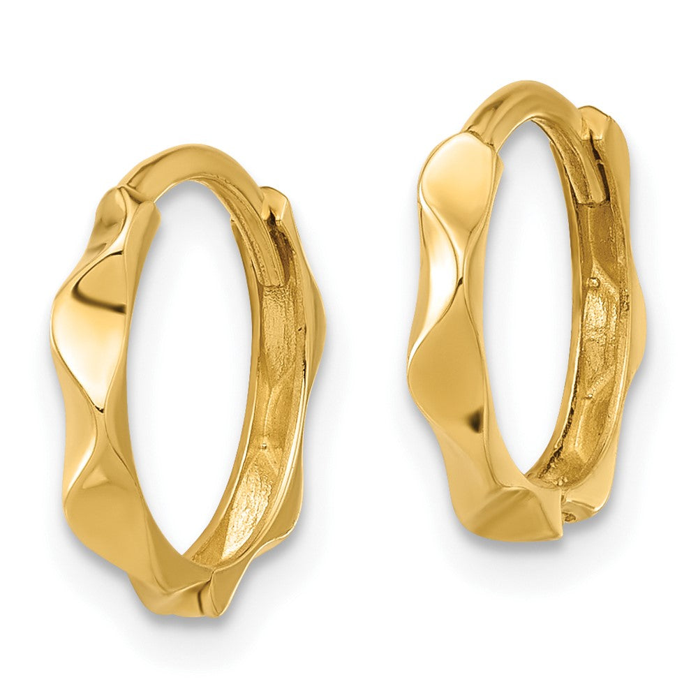 14K Gelbgold Poliert Gewellt Klappbar Creolen