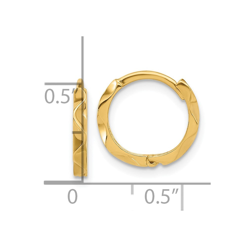 14K Gelbgold Poliert Gewellt Klappbar Creolen