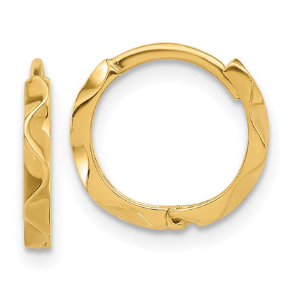 14K Gelbgold Poliert Gewellt Klappbar Creolen