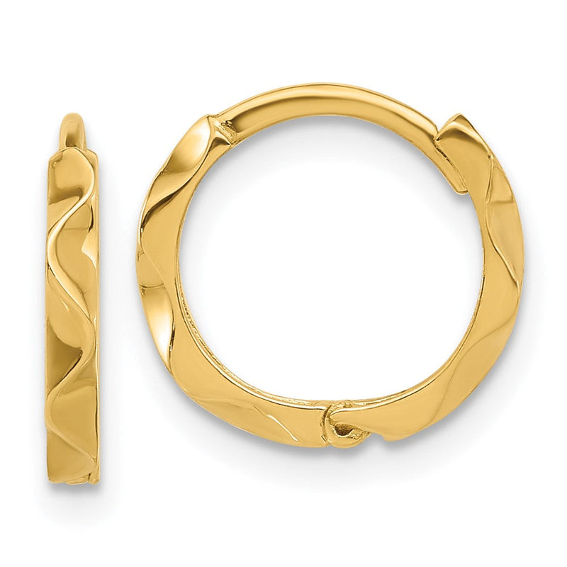 14K Gelbgold Poliert Gewellt Klappbar Creolen