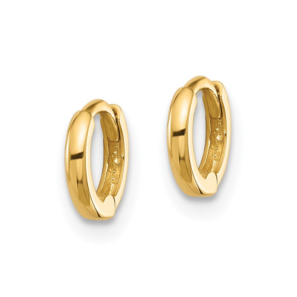 14K Gelbgold Poliert 1.45x7.5mm Klappbar Huggie Creolen