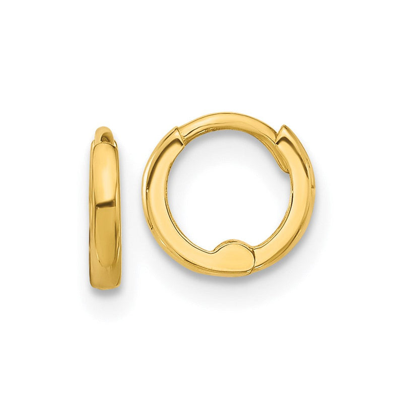 14K Gelbgold Poliert 1.45x7.5mm Klappbar Huggie Creolen