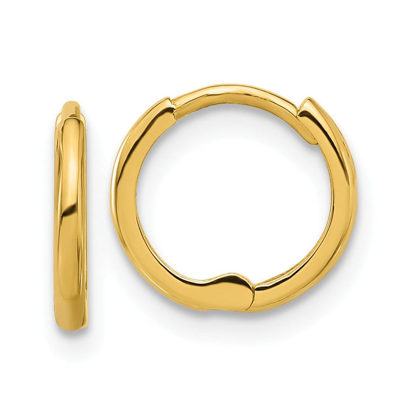 14K Gelbgold Poliert 1.45x11mm Klappbar Huggie Creolen