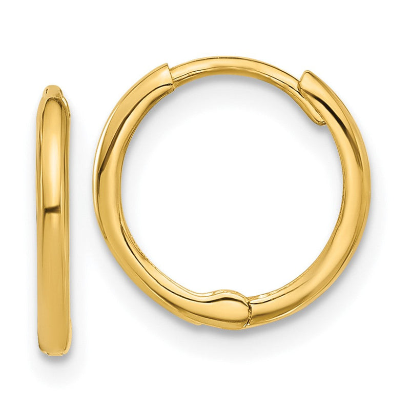 14K Gelbgold Poliert 1.45x13mm Klappbar Huggie Creolen