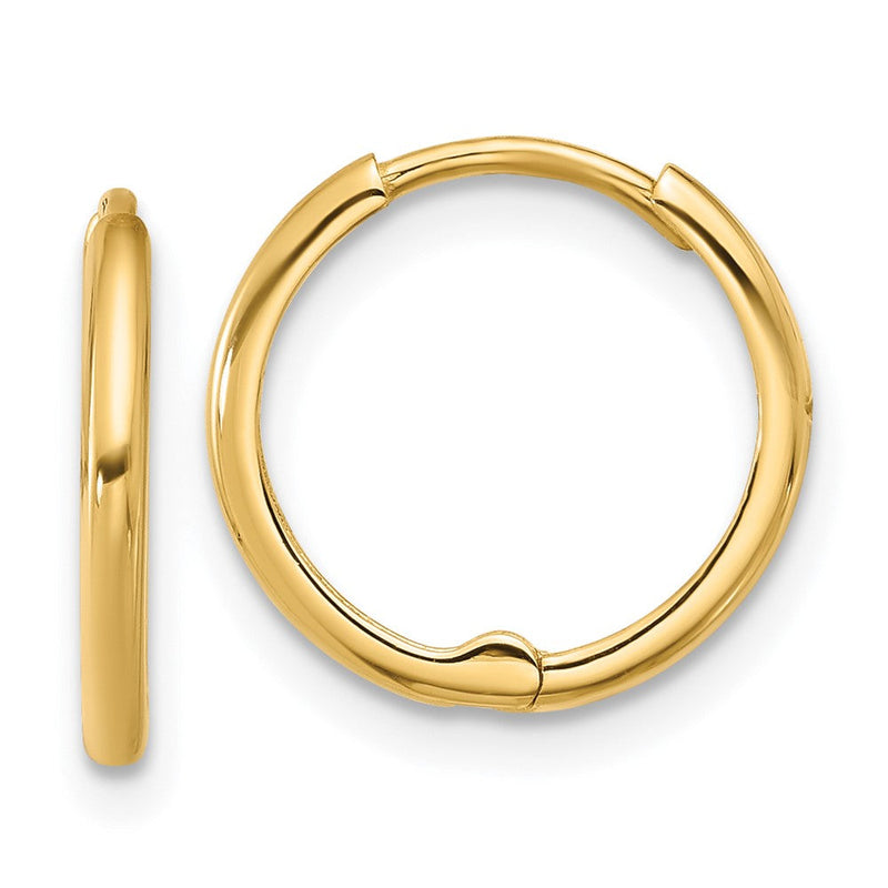 14K Gelbgold Poliert 1.45x14mm Klappbar Huggie Creolen