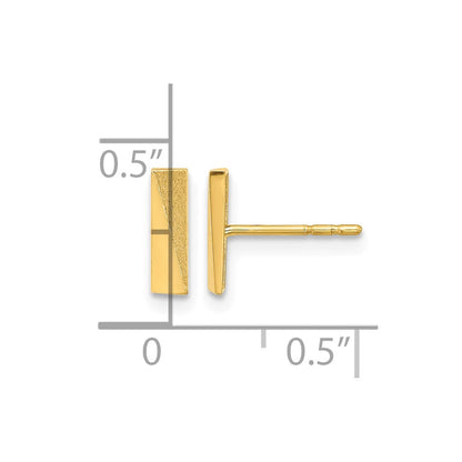 14K Gelbgold Poliert und Satiniert Stab Ohrstecker