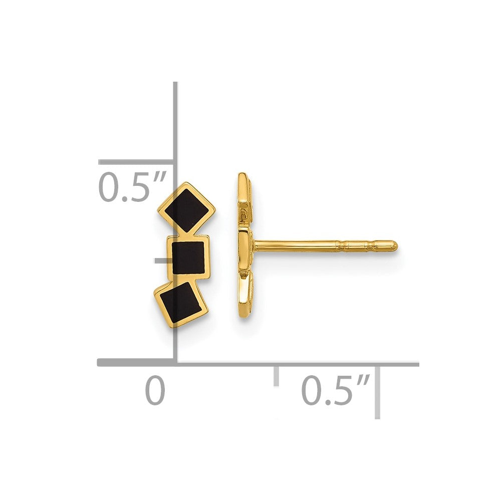 14K Gelbgold Schwarz Epoxid Squares Ohrstecker