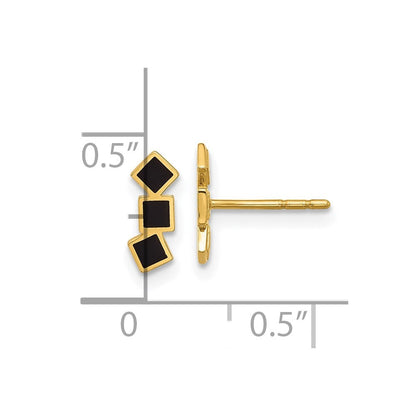 14K Gelbgold Schwarz Epoxid Squares Ohrstecker