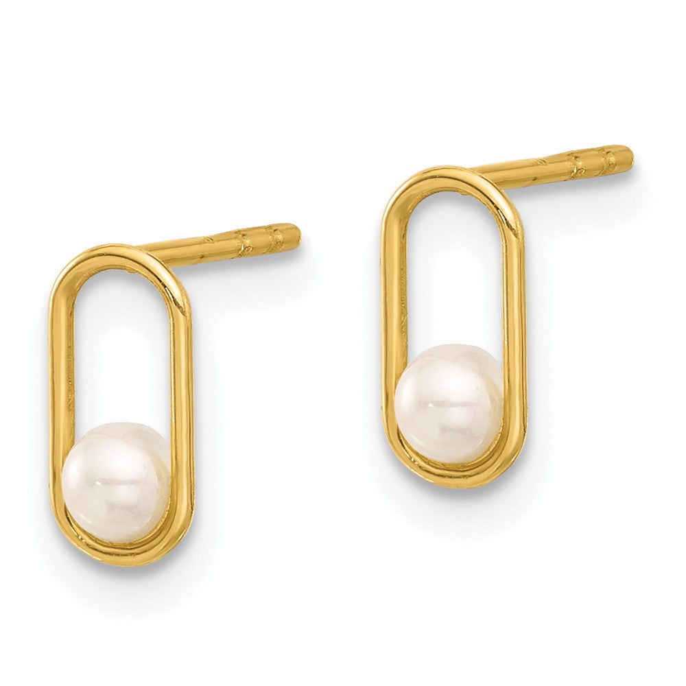 14K Gelbgold Süßwasser Zuchtperle Ohrstecker