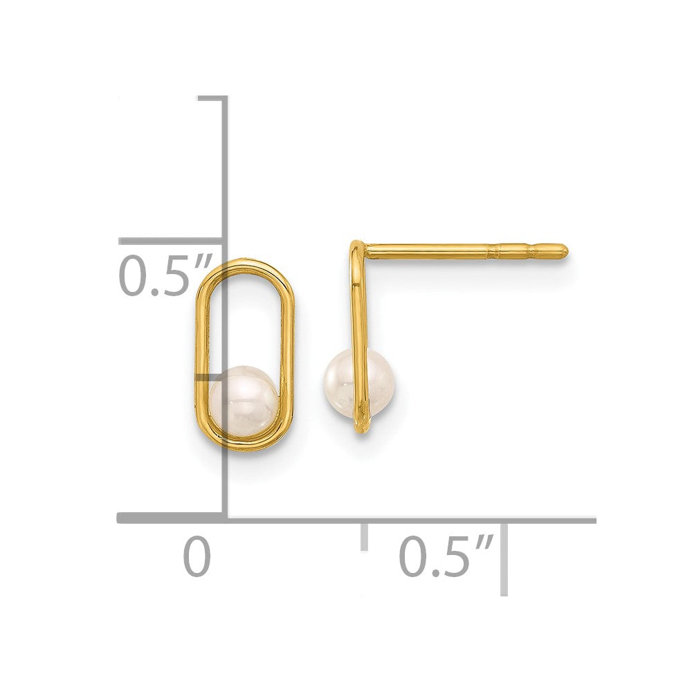14K Gelbgold Süßwasser Zuchtperle Ohrstecker