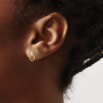 14K Gelbgold Poliert Zirkonia Oval Ohrstecker