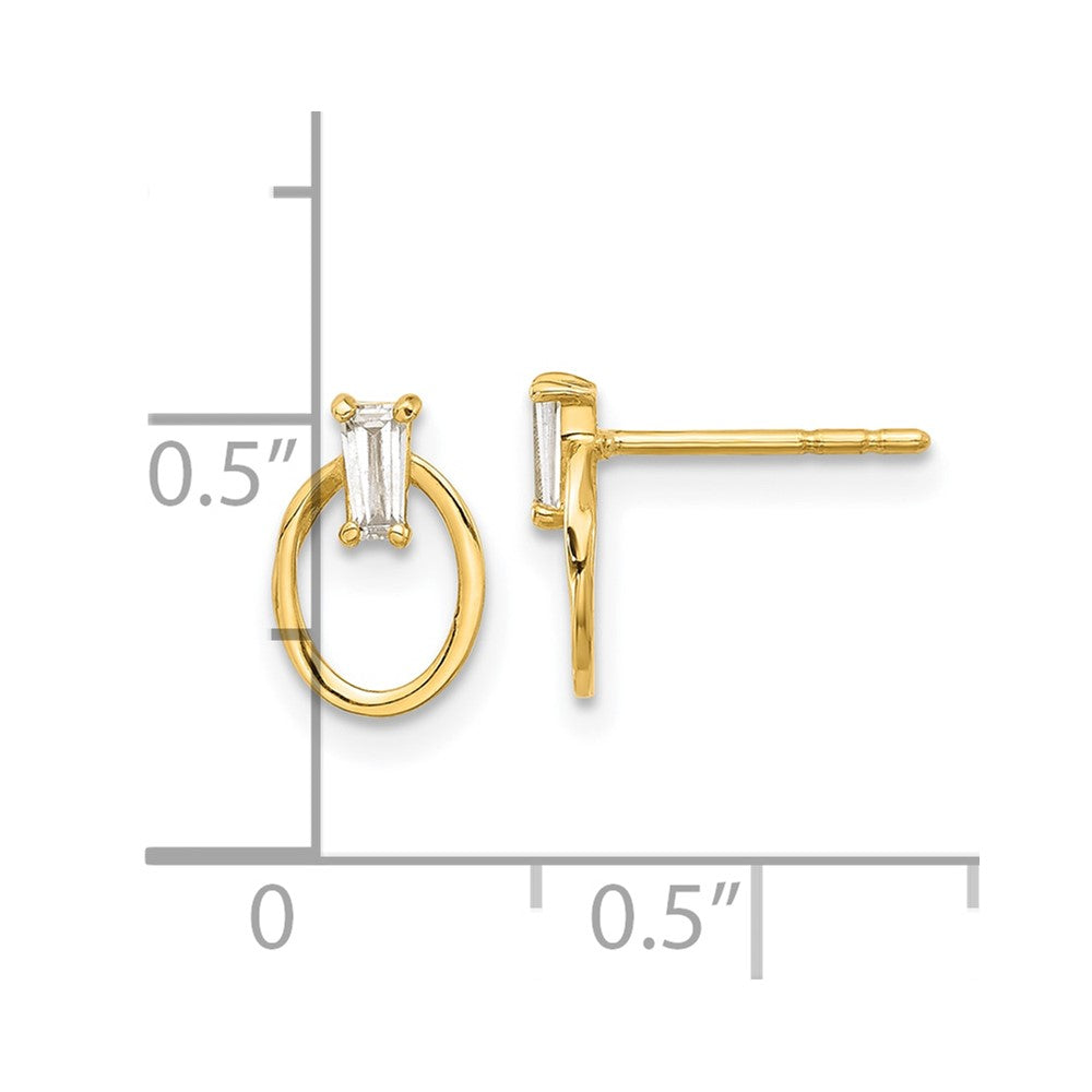 14K Gelbgold Poliert Zirkonia Oval Ohrstecker