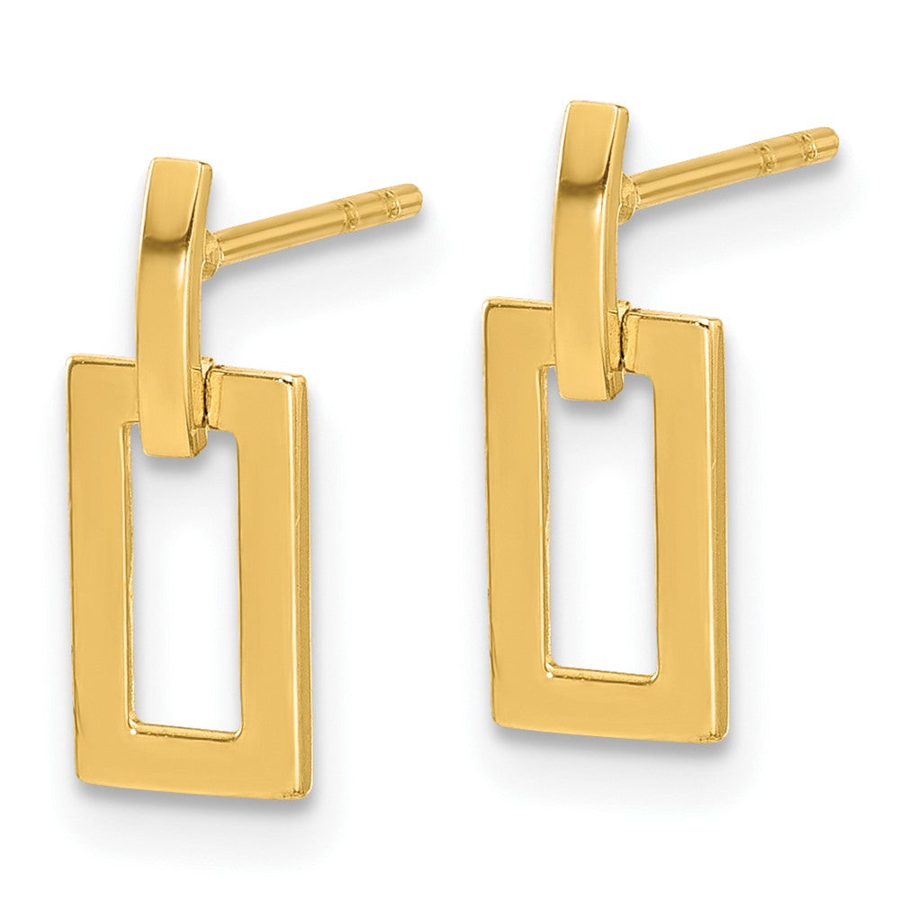 14K Gelbgold Poliert Rechteck Stecker Ohrhänger