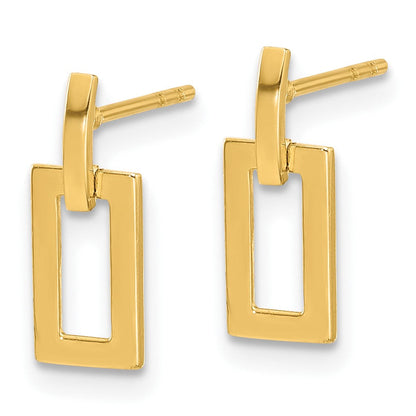 14K Gelbgold Poliert Rechteck Stecker Ohrhänger
