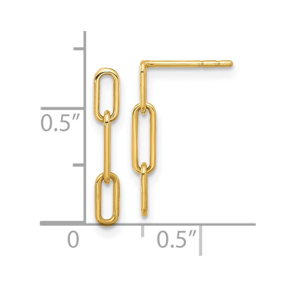 14K Gelbgold Poliert Offen Glieder Stecker Ohrhänger