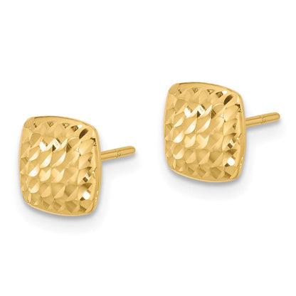 14K Gelbgold Diamantiert Quadratisch Ohrstecker