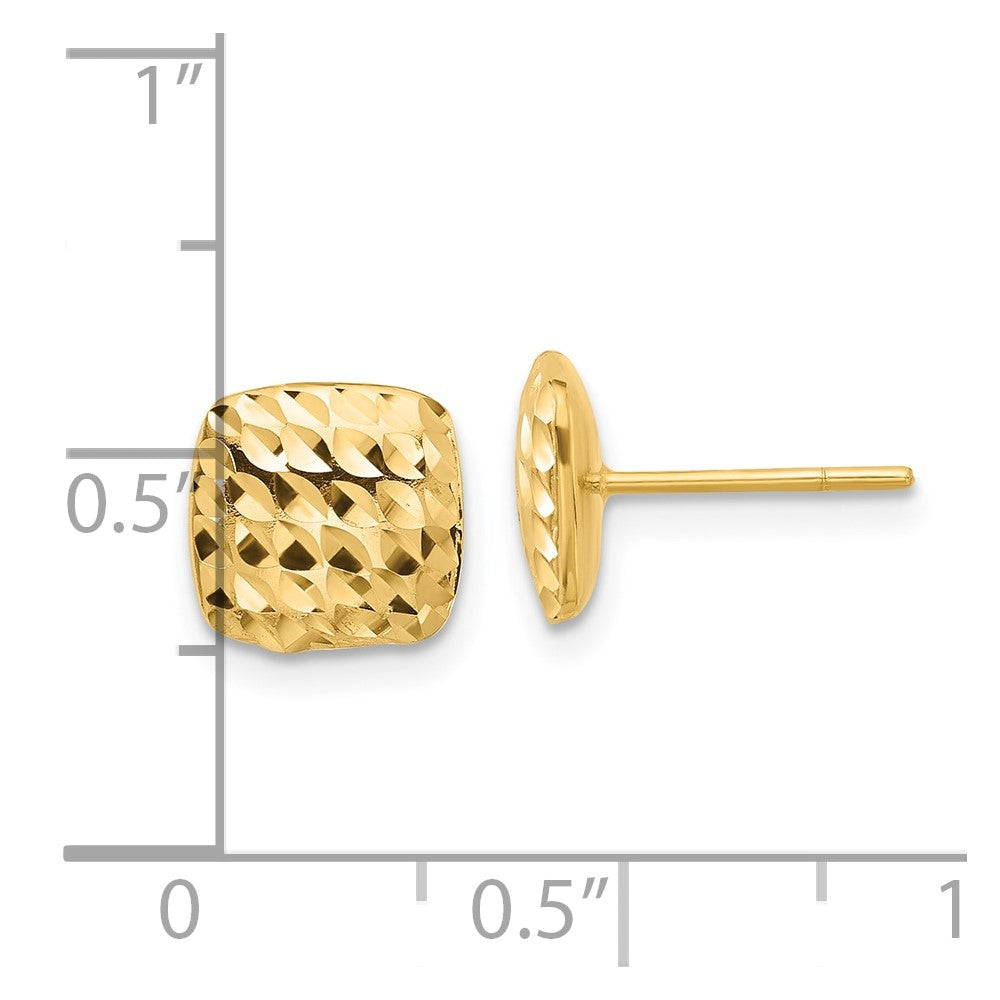 14K Gelbgold Diamantiert Quadratisch Ohrstecker