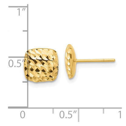 14K Gelbgold Diamantiert Quadratisch Ohrstecker