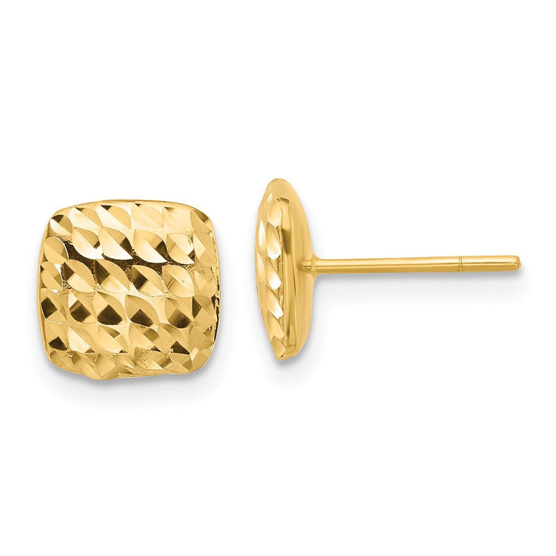 14K Gelbgold Diamantiert Quadratisch Ohrstecker