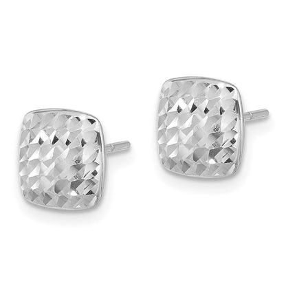 14K Weißgold Diamantiert Quadratisch Ohrstecker