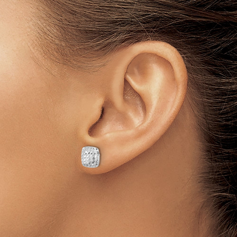 14K Weißgold Diamantiert Quadratisch Ohrstecker