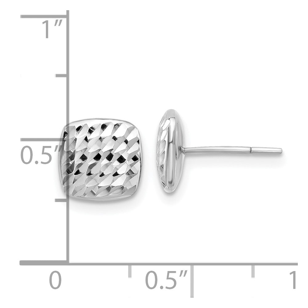 14K Weißgold Diamantiert Quadratisch Ohrstecker