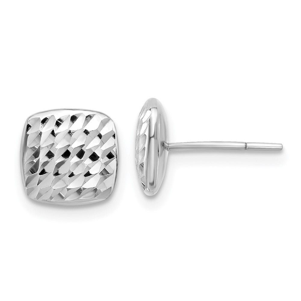 14K Weißgold Diamantiert Quadratisch Ohrstecker