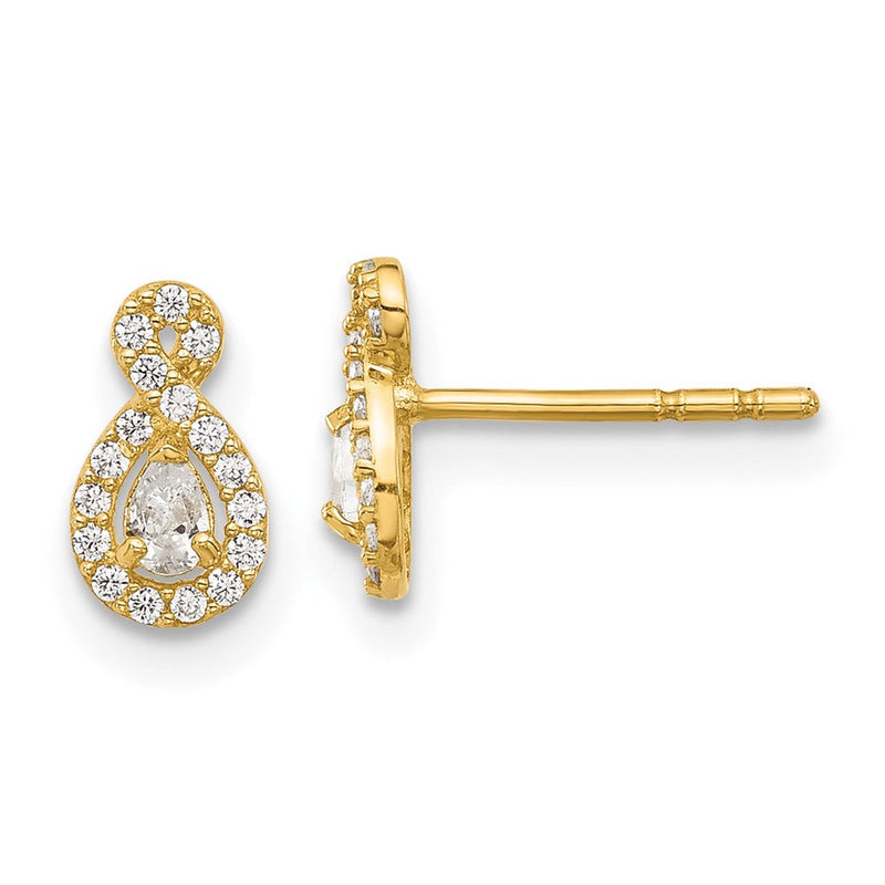 14K Gelbgold Poliert Zirkonia Unendlichkeit Ohrstecker