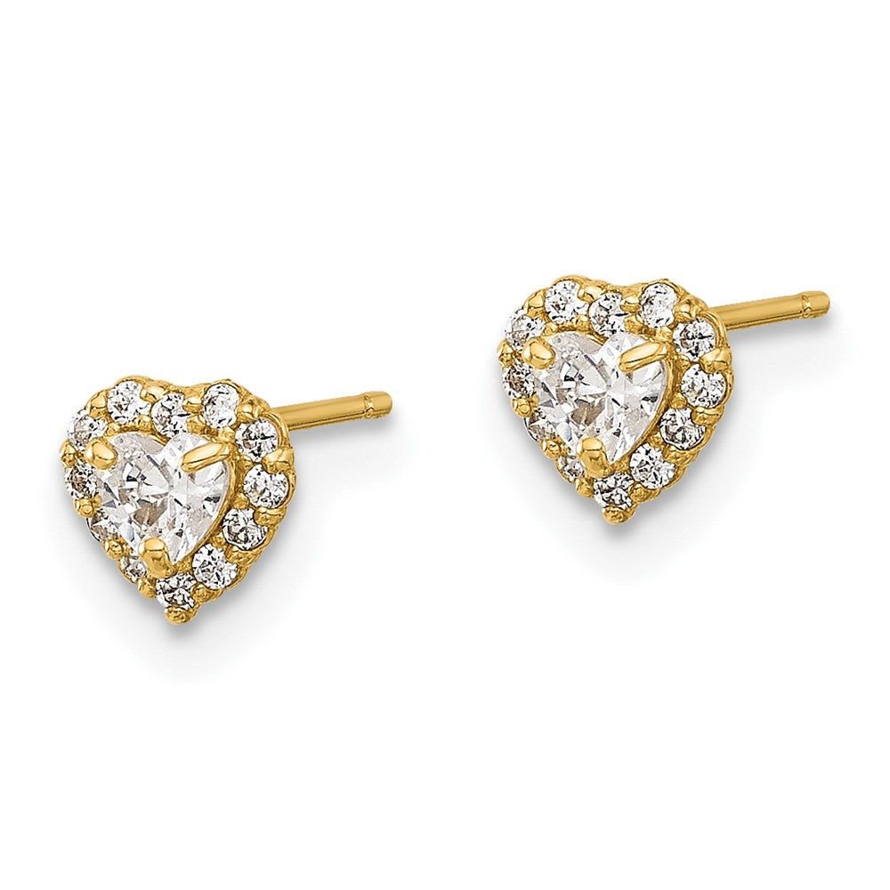 14K Gelbgold Zirkonia Herz Ohrstecker