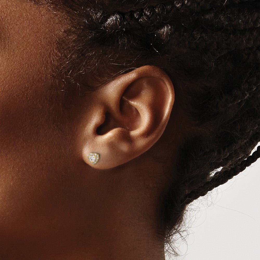 14K Gelbgold Zirkonia Herz Ohrstecker