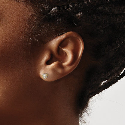 14K Gelbgold Zirkonia Herz Ohrstecker