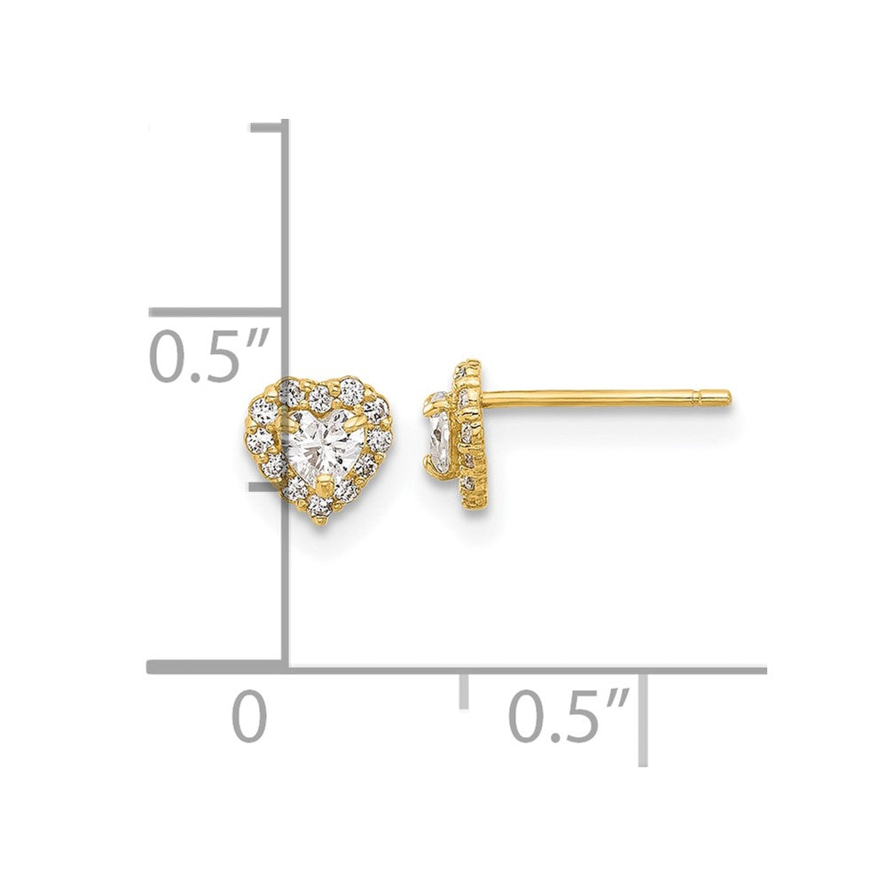 14K Gelbgold Zirkonia Herz Ohrstecker