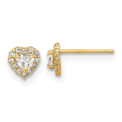 14K Gelbgold Zirkonia Herz Ohrstecker
