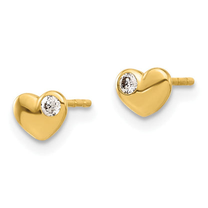 14K Gelbgold Zirkonia Herz Ohrstecker