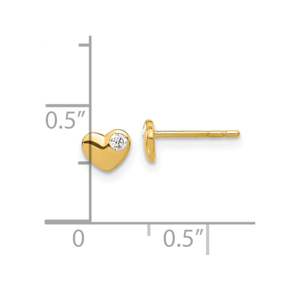14K Gelbgold Zirkonia Herz Ohrstecker