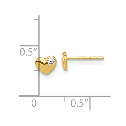 14K Gelbgold Zirkonia Herz Ohrstecker